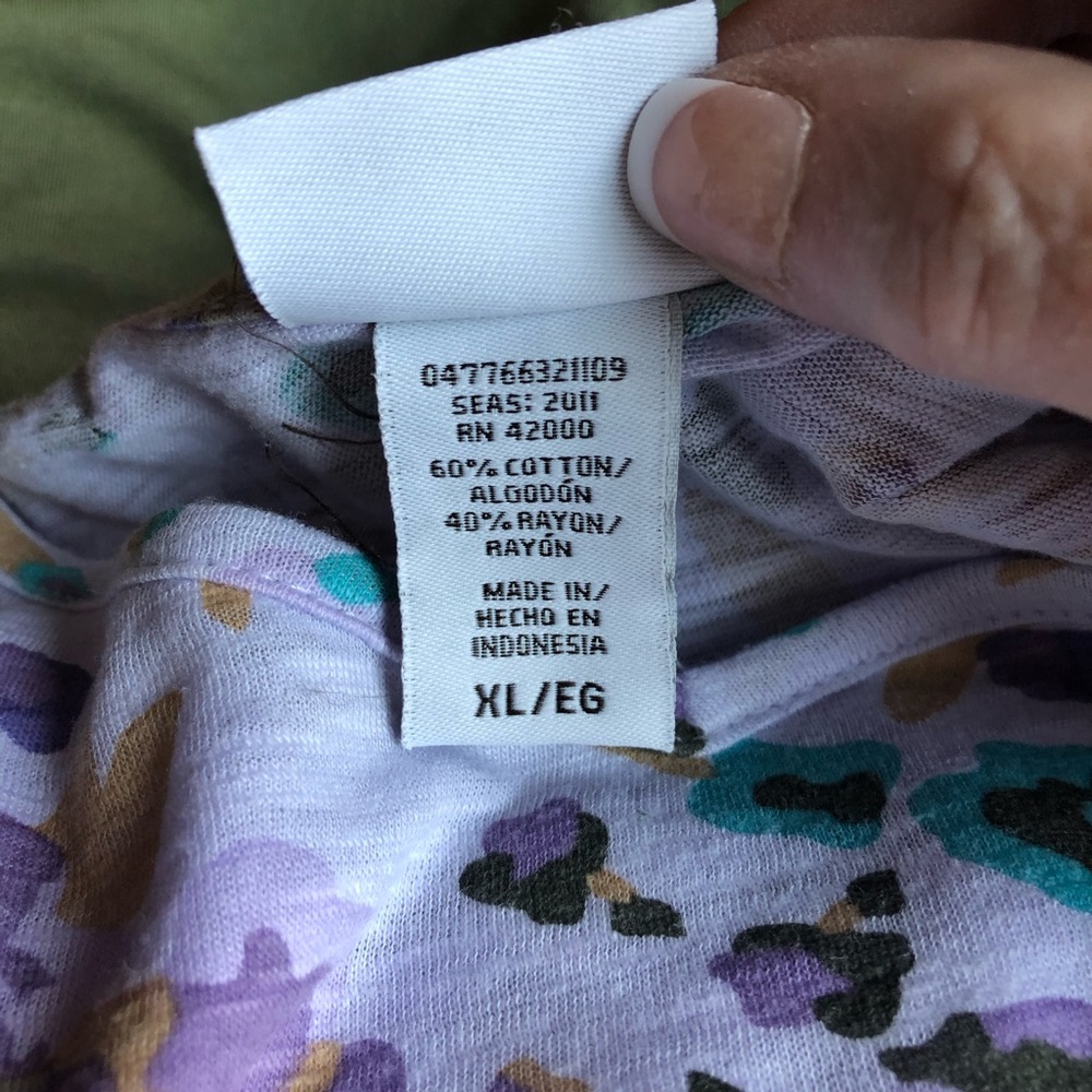 Jacklyn Smith-Orchid-Patterned V Neck-ShSl Tee-XL - Picture 5 of 6